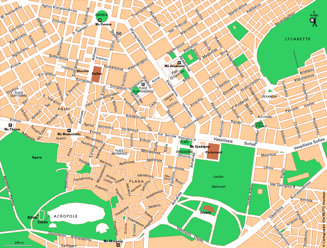 Carte Athènes : Centre-ville en détail - Plan Athènes : Centre-ville en détail