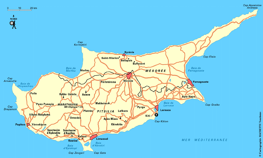 carte de chypre touristique