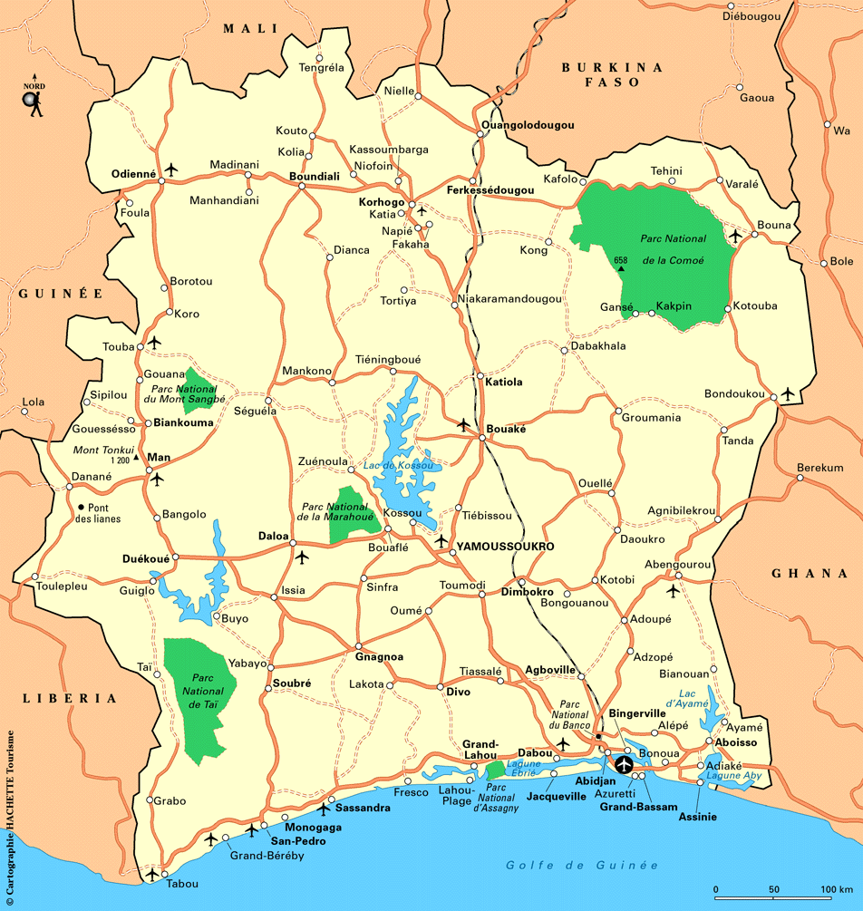 Carte Côte d'Ivoire - Plan Côte d'Ivoire