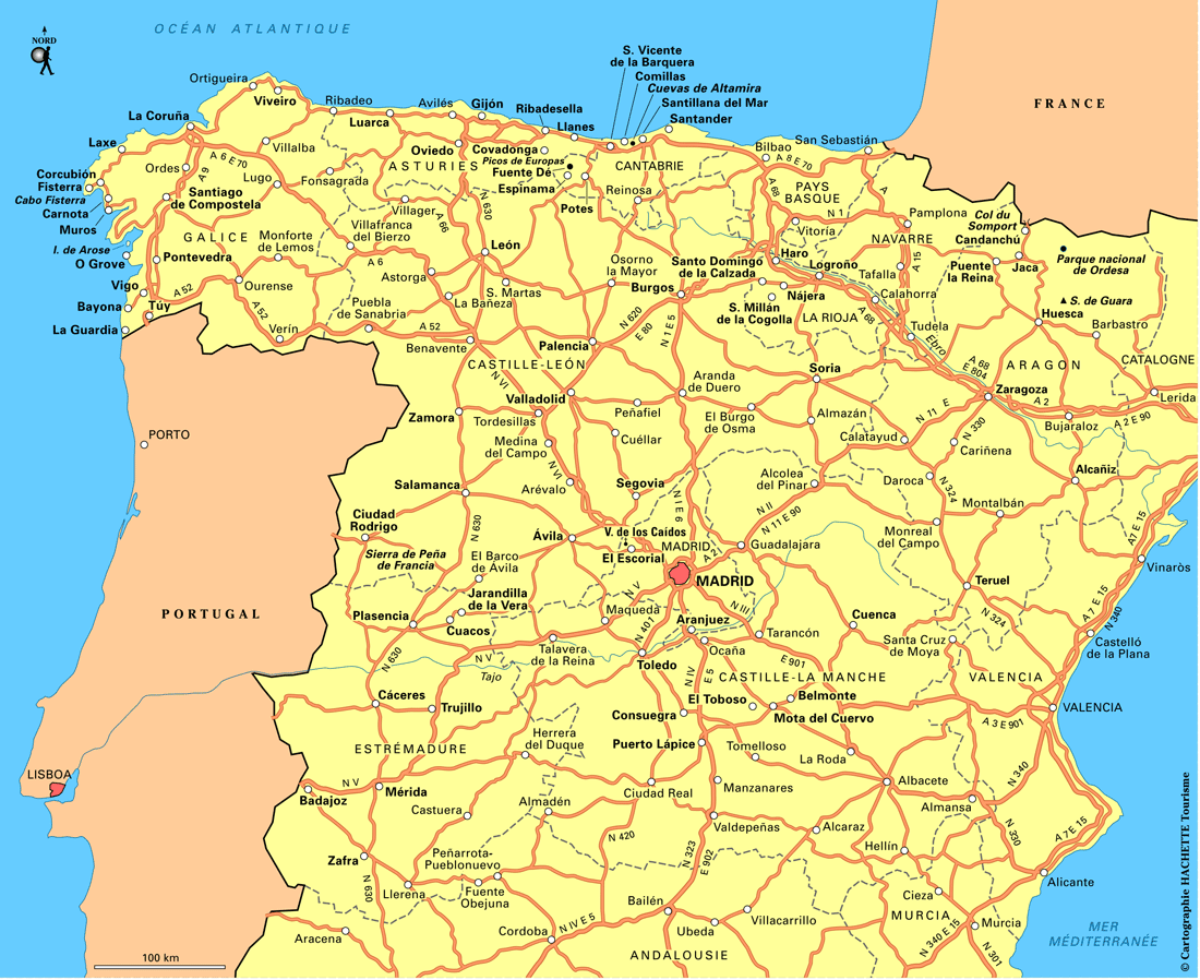 Carte géographique Espagne