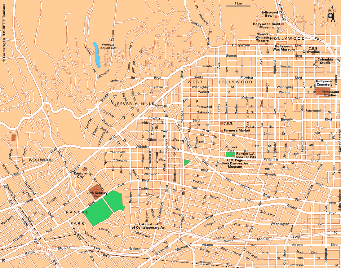 Carte Los Angeles : Hollywood et Beverly Hills (plan 4) - Plan Los Angeles : Hollywood et Beverly Hills (plan 4)