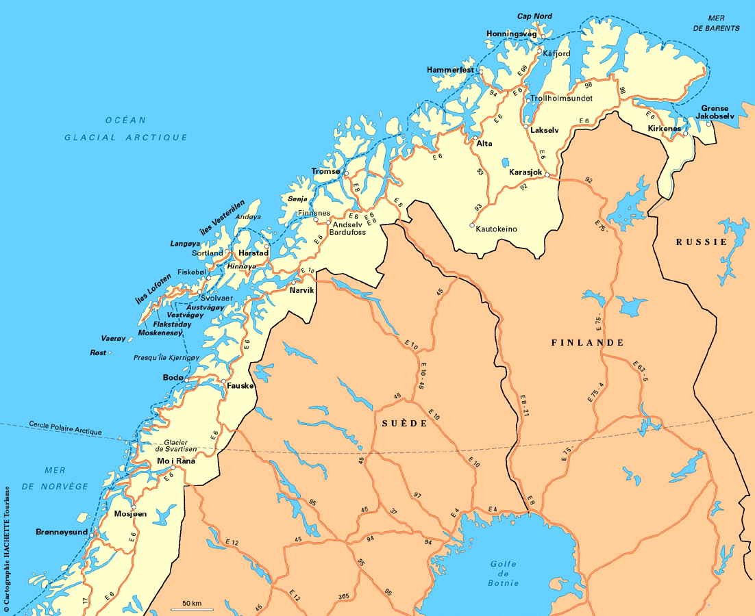 Carte Norvège nord - Plan Norvège nord