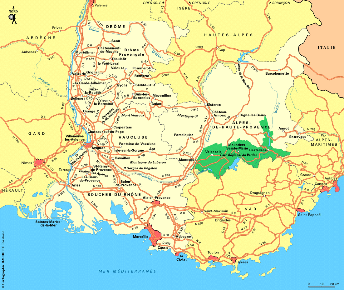 carte touristique france sud