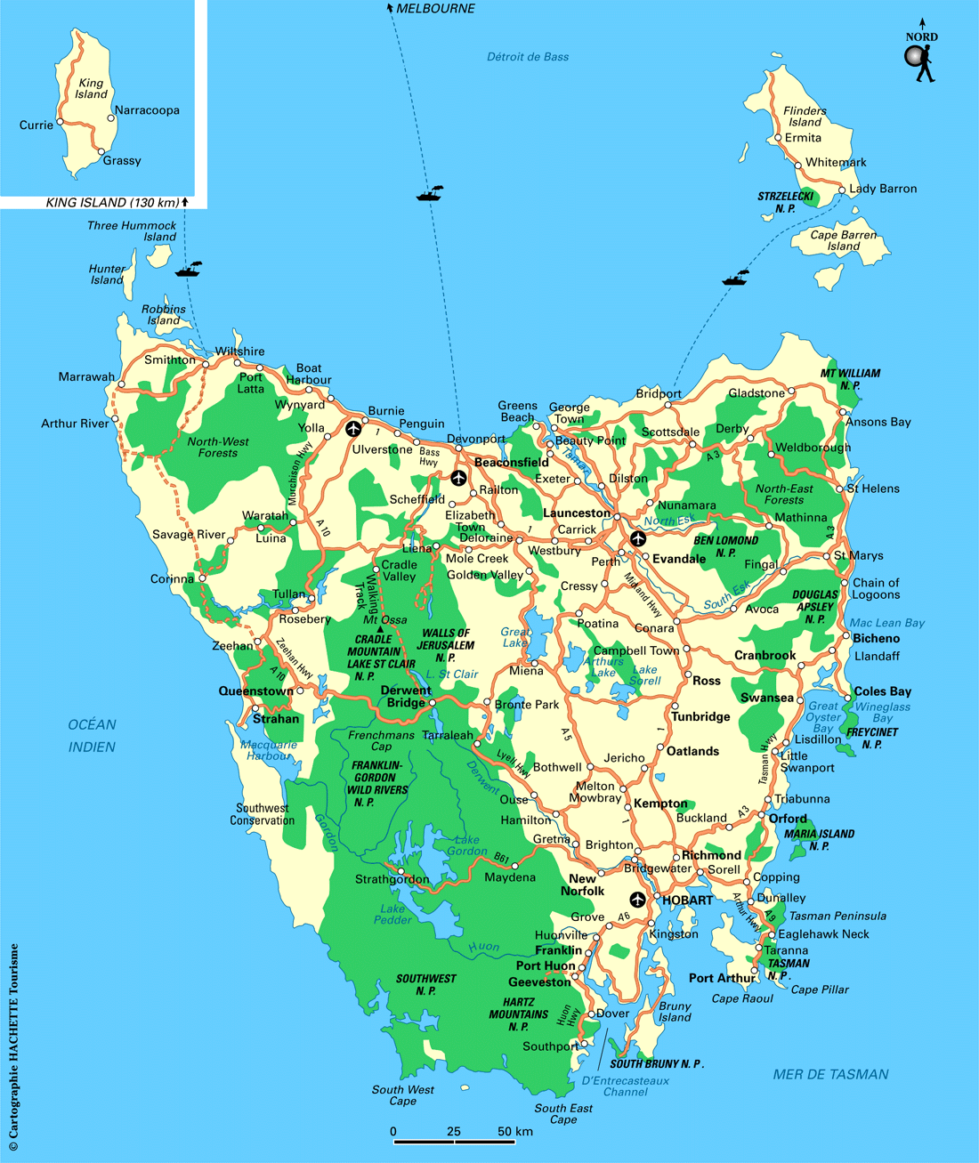 Carte Tasmanie - Plan Tasmanie